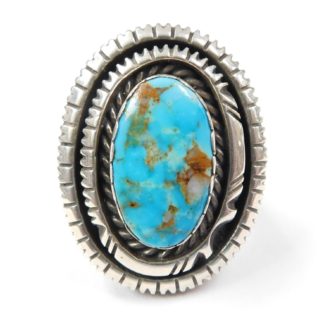 WILLIAM G. JOHNSON Navajo Royston Turquoise and Sterling Silver Ring sz. 6-3/4