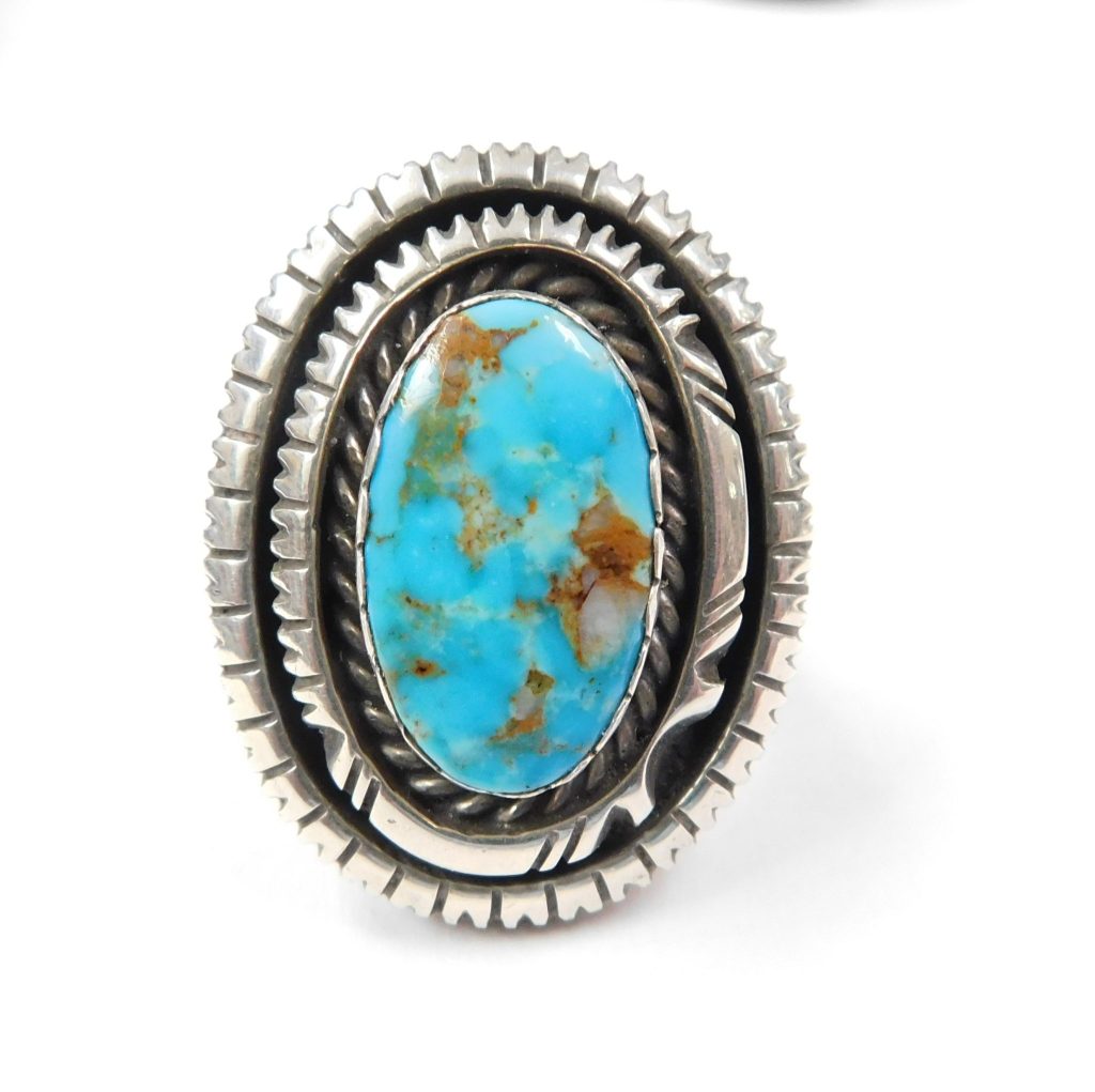 😢 SOLD - WILLIAM G. JOHNSON Navajo Royston Turquoise and Sterling Silver  Ring sz. 6-3/4