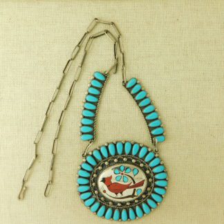 LEO HARVEY NAVAJO Turquoise Cluster & Medallion Necklace