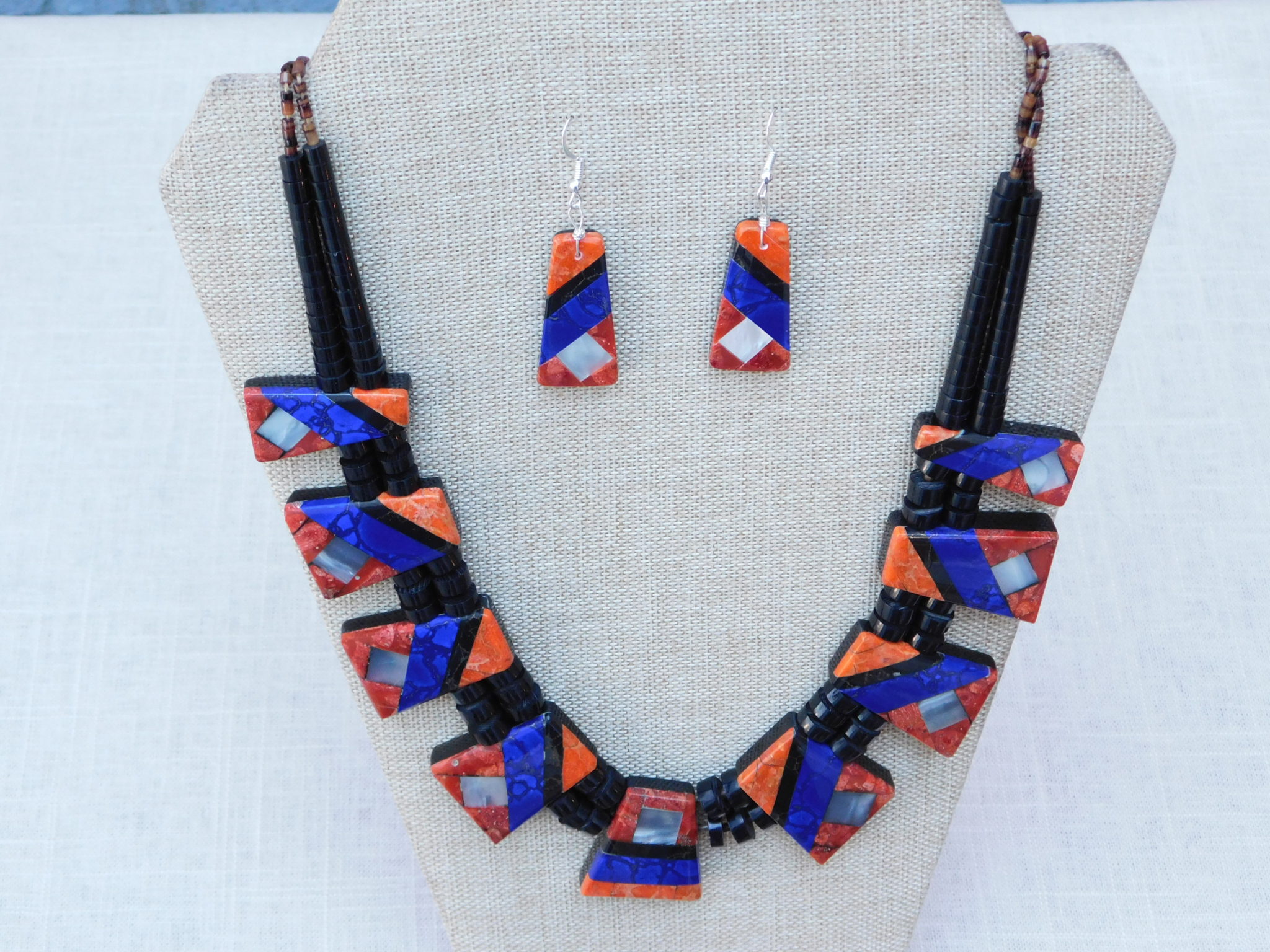 CHERYL LUCERNO Santo Domingo Inlay Necklace and Earrings