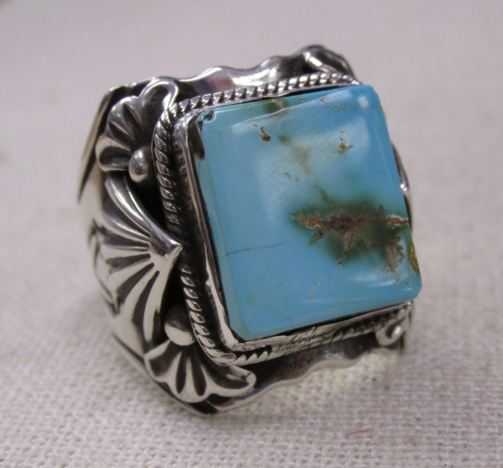 😢 SOLD - DELBERT GORDON Navajo TURQUOISE and Sterling Silver Ring sz.  13-1/2