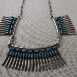 CARL & CONNIE HATHI JOHNSON Zuni Petit Point Turquoise and Sterling Silver Necklace
