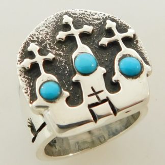 JAMES FENDENHEIM Tohono O’odham San Pedro Mission Sterling Silver and Sleeping Beauty Turquoise Ring