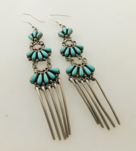 Y & R CHARLEY Navajo Turquoise and Silver Chandelier Earrings
