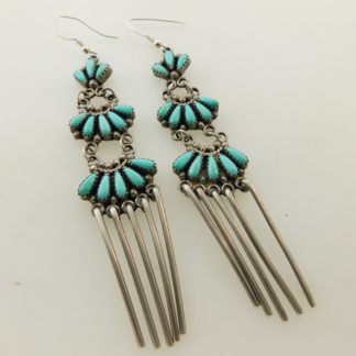 Y & R CHARLEY Navajo Turquoise and Silver Chandelier Earrings