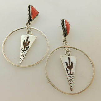 Quinton Antone Tohono O'odham Spiny Oyster and Sterling Silver Earrings