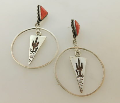 Quinton Antone Tohono O'odham Spiny Oyster and Sterling Silver Earrings