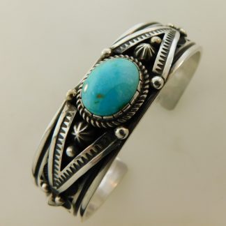 Al Jake Navajo Kingman Turquoise and Sterling Silver Bracelet