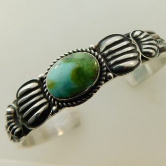 Tsosie Orville White Sonoran Gold Turquoise and Sterling Silver Bracelet
