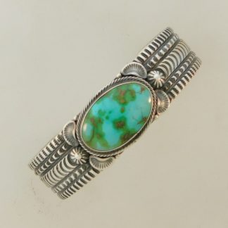 JUNE DEFAUTO Navajo Sonoran Gold Turquoise and Sterling Silver Bracelet