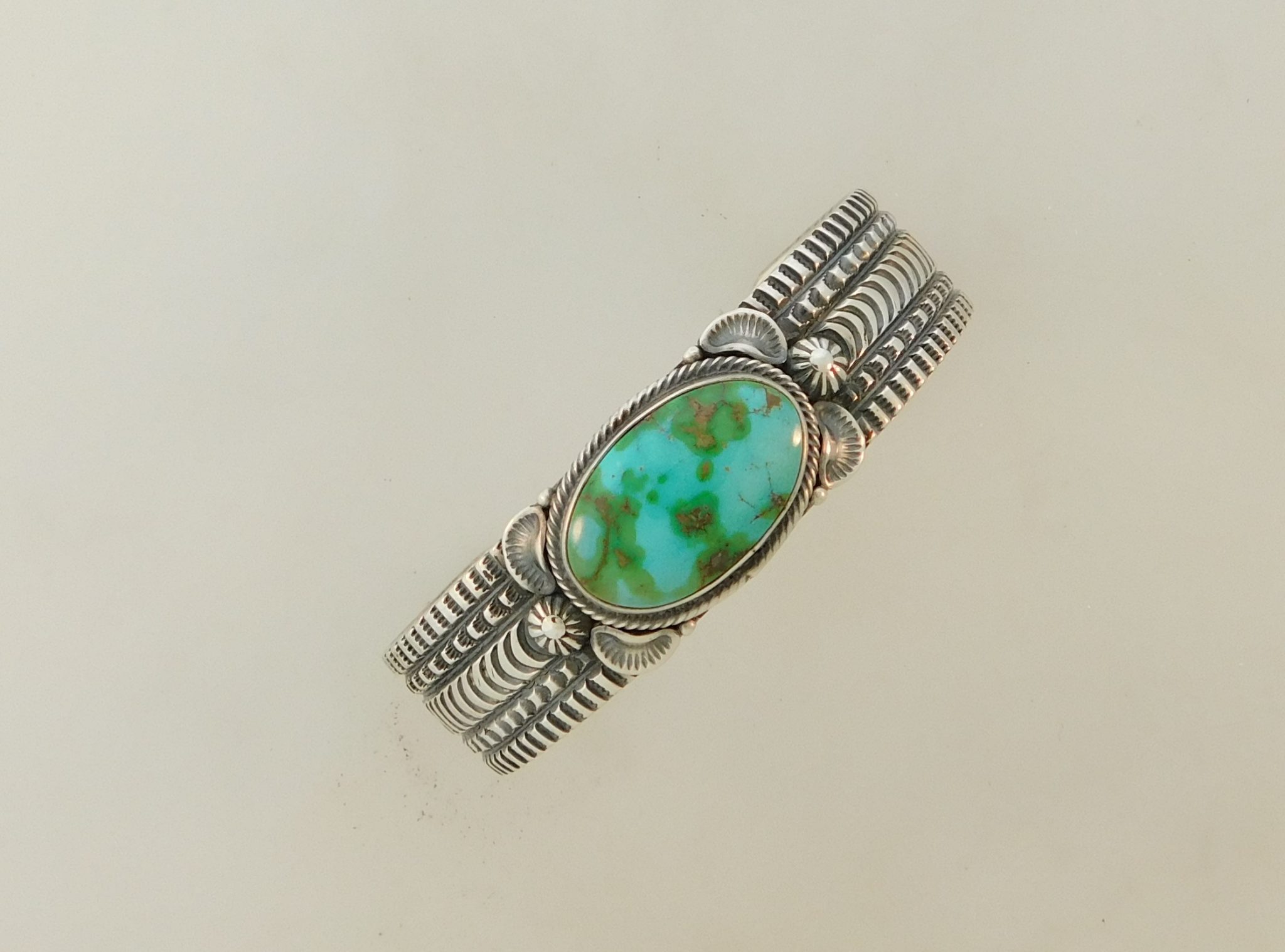 JUNE DEFAUTO Navajo Sonoran Gold Turquoise and Sterling Silver Bracelet