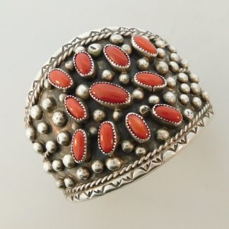 PAULINE BENALLY Navajo Sterling Silver and Coral Bracelet