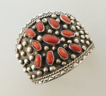 PAULINE BENALLY Navajo Sterling Silver and Coral Bracelet