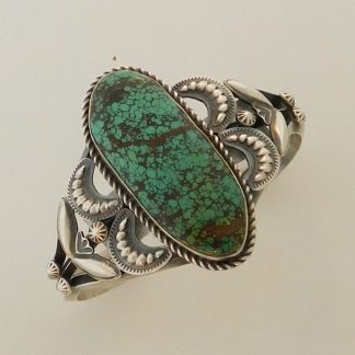 SHEILA TSO Navajo Number 8 Turquoise and Sterling Silver Bracelet