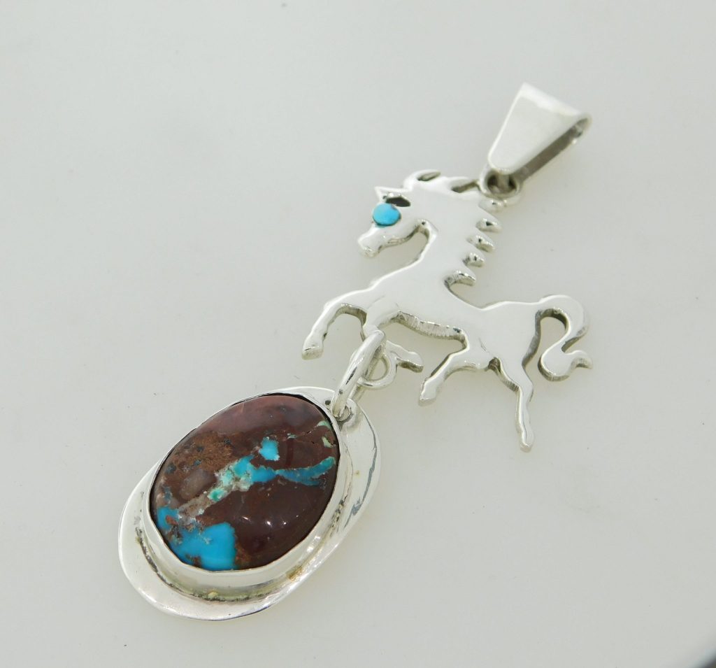James Fendenheim Bisbee Turquoise Horse Pendant