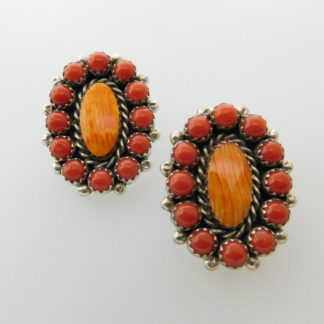 Shona Yazzie Navajo Coral and Spiny Oyster Earrings