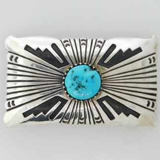 TOMMY SINGER NAVAJO Sleeping Beauty Turquoise and Sterling Silver Belt Buckle
