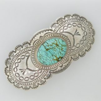 SUZIE JAMES NAVAJO Blue Moon Turquoise and Sterling Silver Hair Barrette
