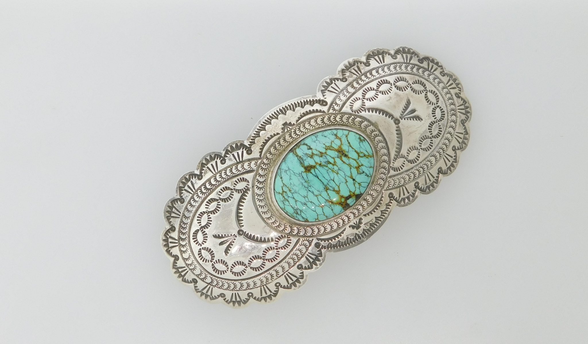 SUZIE JAMES NAVAJO Blue Moon Turquoise and Sterling Silver Hair Barrette