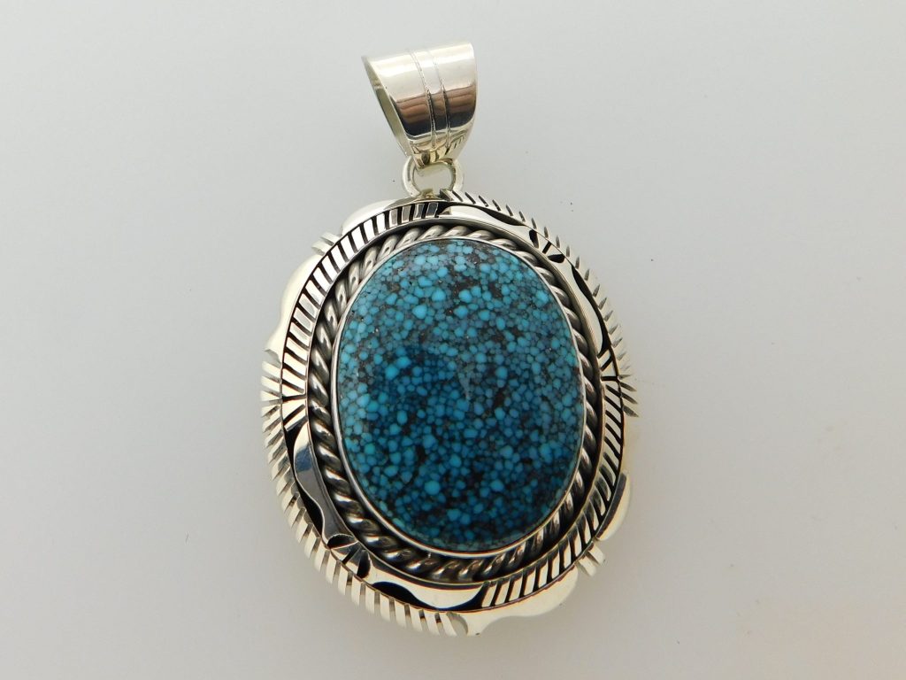 😢 SOLD - EUGENE BELONE Navajo Kingman Spiderweb Turquoise and Sterling  Silver Pendant
