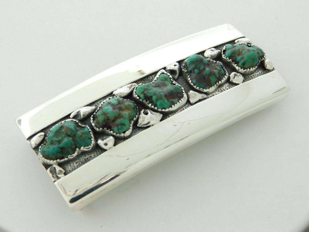 Carmelo Patania Turquoise and Sterling Silver Belt Buckle