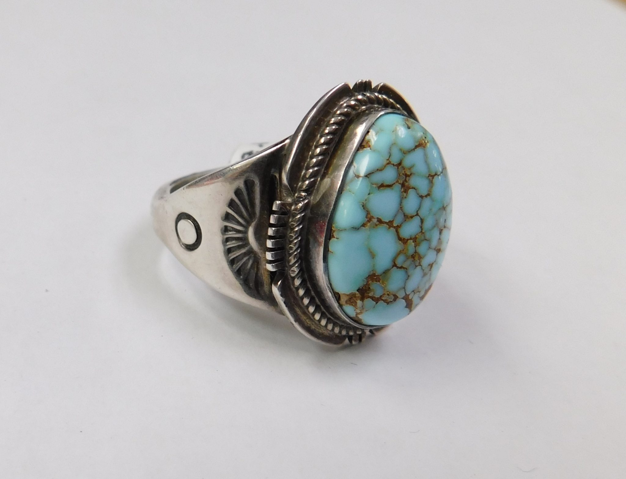 Phil Sanchez San Felipe Pueblo Spiderweb Turquoise Ring