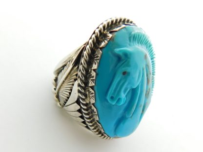 Glodove Zuni Carved Turquoise Horse Ring