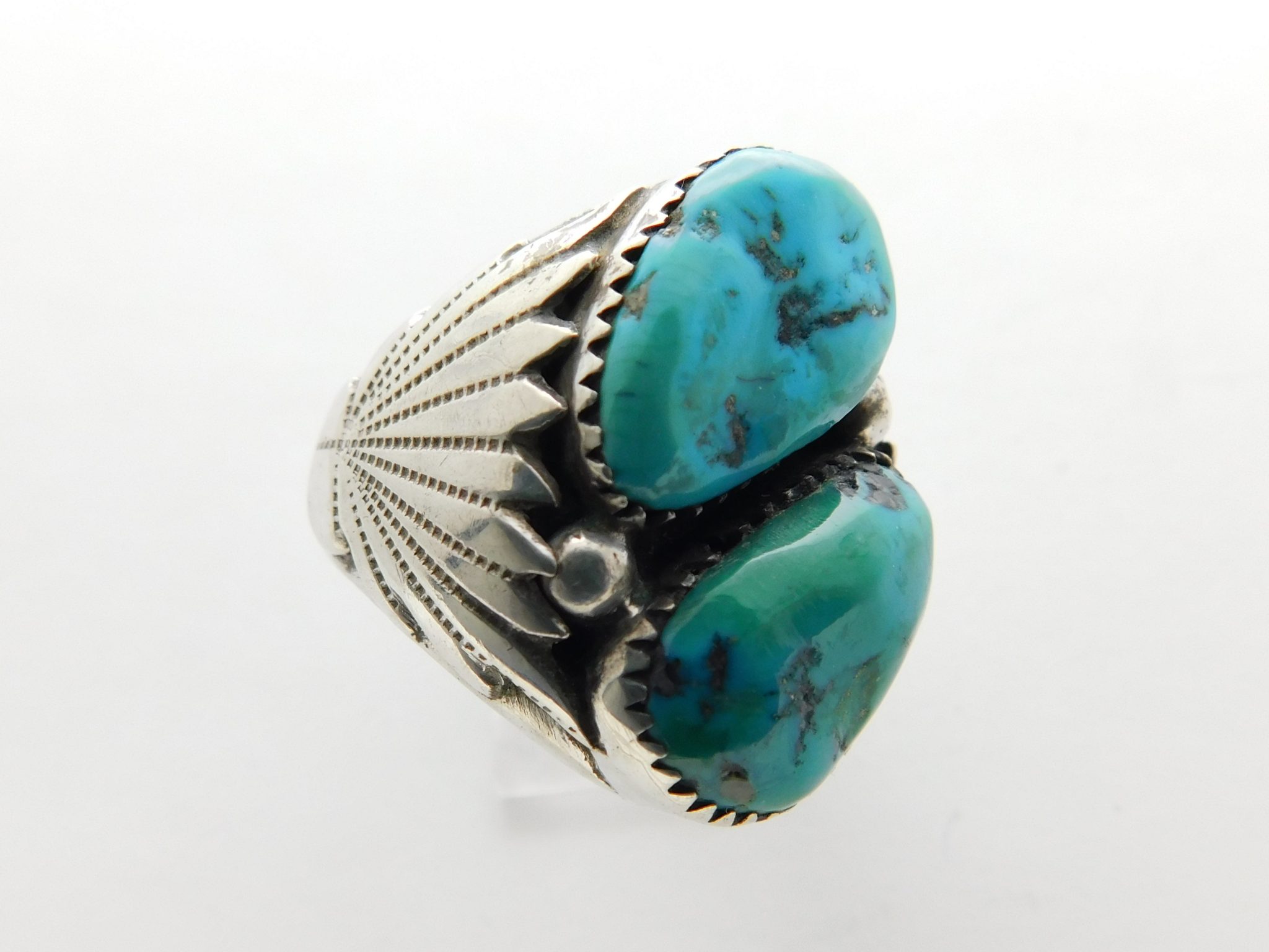 😢 SOLD - ROBERT AND BERNICE LEEKYA Zuni Natural Turquoise and Sterling  Silver Ring Size 10-3/4