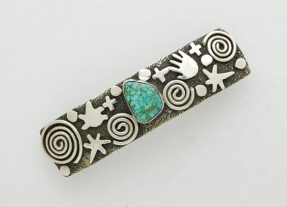 Alex Sanchez Navajo Sterling Silver and Turquoise Hair Barrette