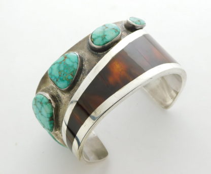 G.K. SARIAGE Navajo Lone Mountain Turquoise and Faux Tortoise Shell Sterling Silver Bracelet