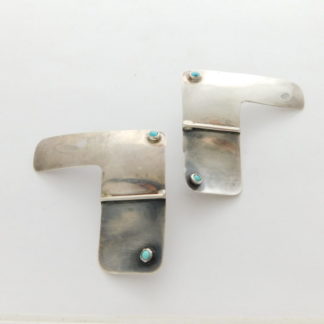 Alberto Contreras Mid Century Modern Sterling Silver and Turquoise Earrings