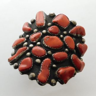 Louise Yazzie Navajo Sterling silver and Coral Cluster Bracelet