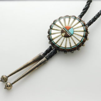 Derrick and Vivian Hattie Zuni Sunface Bolo Tie