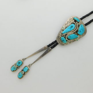 Effie Calavaza Zuni Sterling Silver and Turquoise Snake Bolo Tie