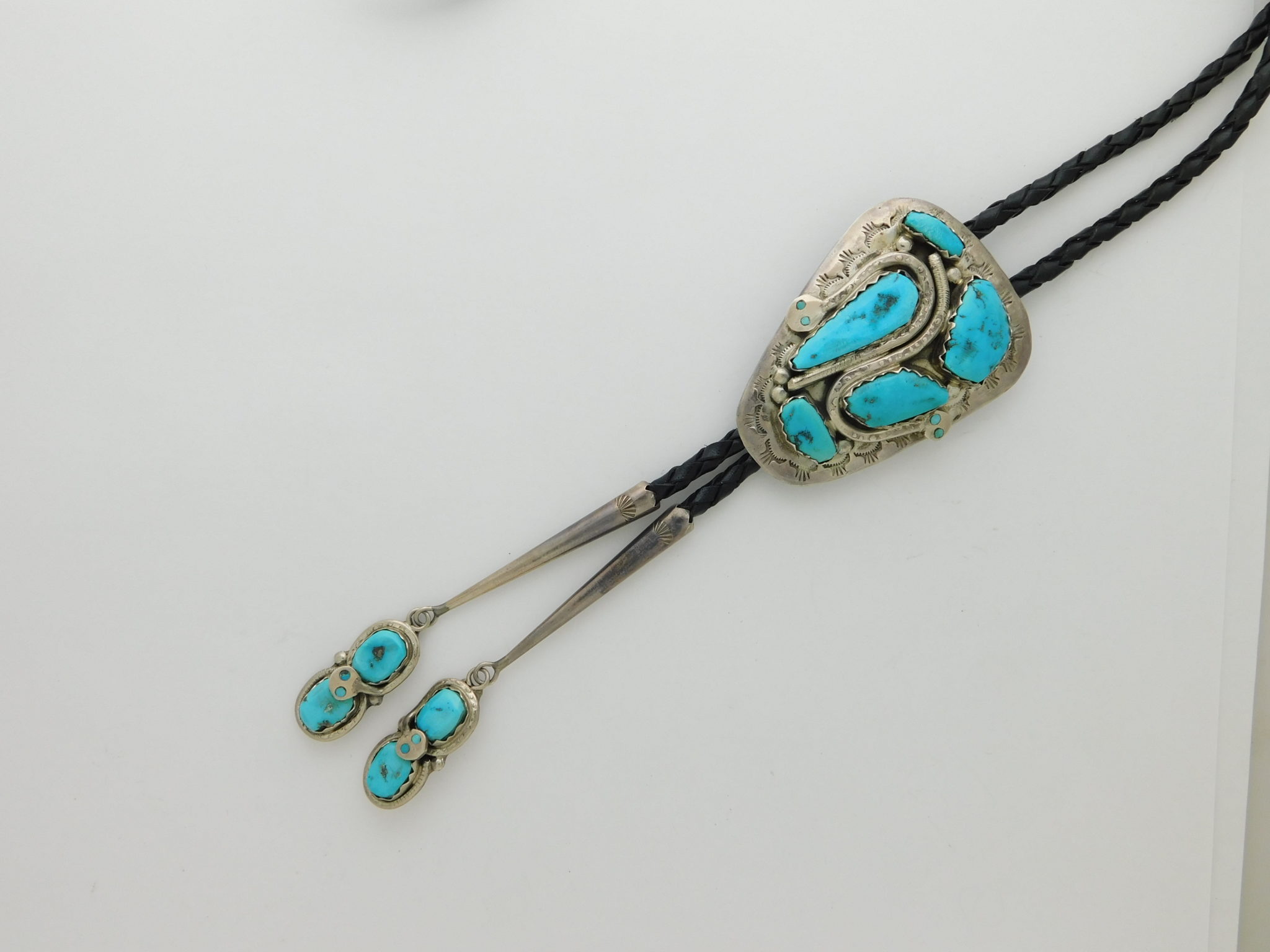 Effie Calavaza Zuni Sterling Silver and Turquoise Snake Bolo Tie