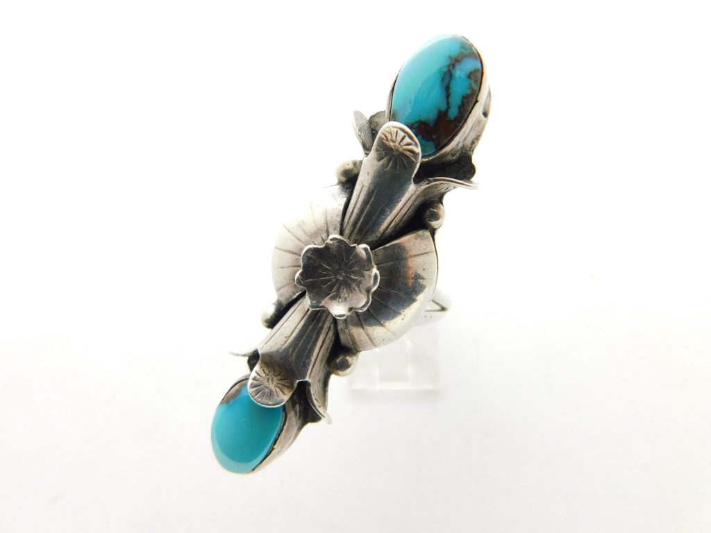 Bisbee Turquoise Squash Blossom Ring