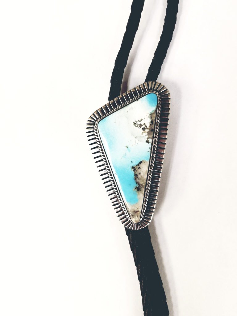 Andy Cadman Navajo Turquoise and Sterling Silver Bolo Tie