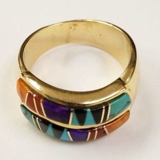 Touch of Santa Fe 14 kt. Gold and Turquoise Inlay Stone Ring