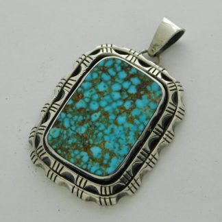 P.A. Smith Navajo Kingman Spiderweb Turquoise and Sterling Silver Pendant