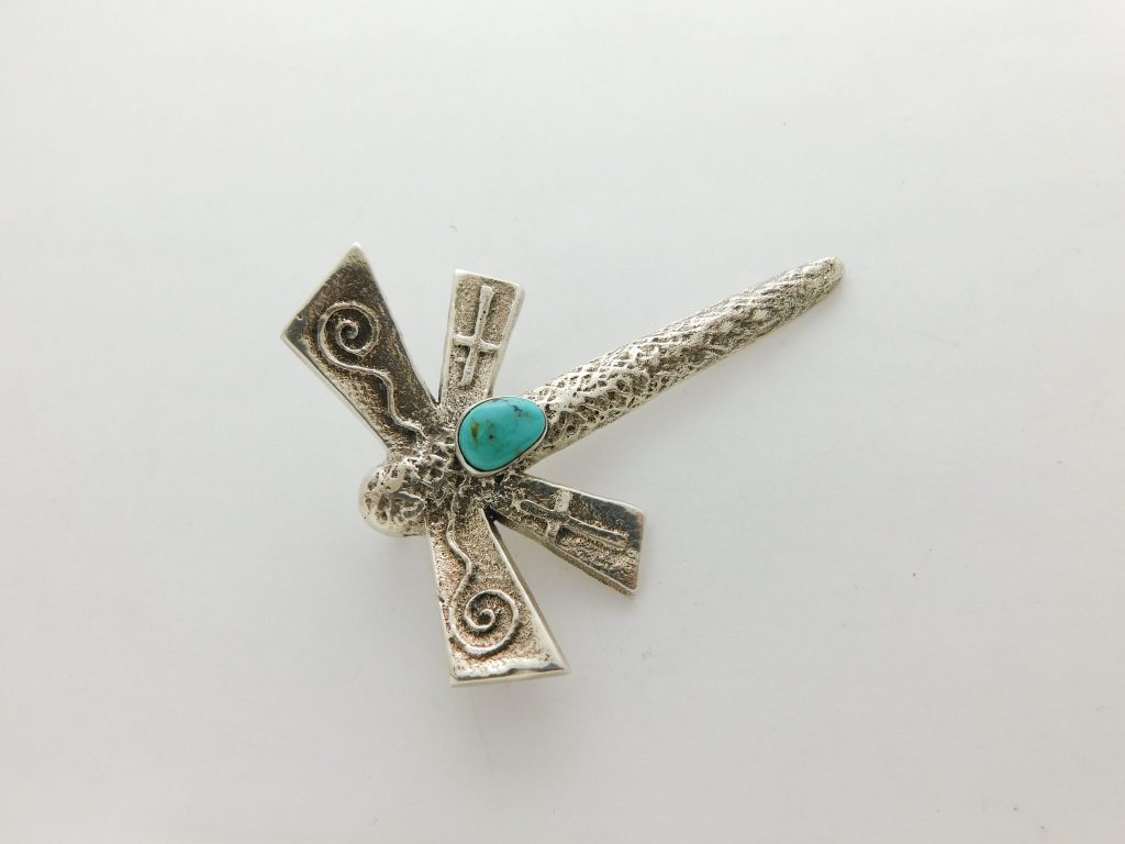 Gary S. Custer Sterling Silver Tufa Cast Dragonfly Pendant