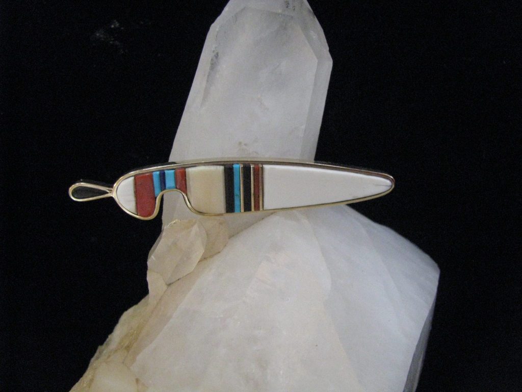 Charles Loloma 14kt. Gold and stone inlay Corn Maiden Pin/Pendant