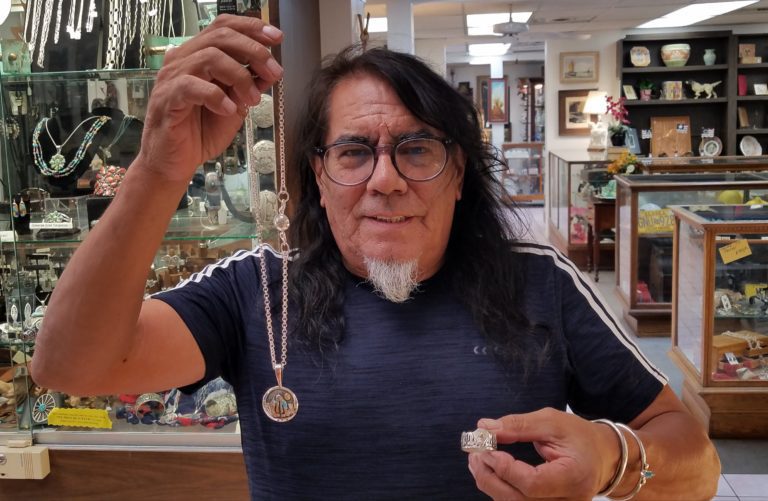 James Fendenheim Tohono O'odham with his latest creations