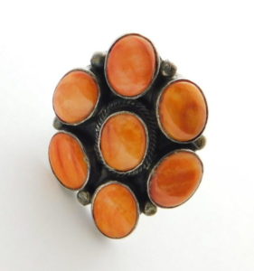 Roie Jaque Navajo Orange Spiny Oyster and Sterling Silver Ring