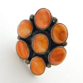 Roie Jaque Navajo Orange Spiny Oyster and Sterling Silver Ring