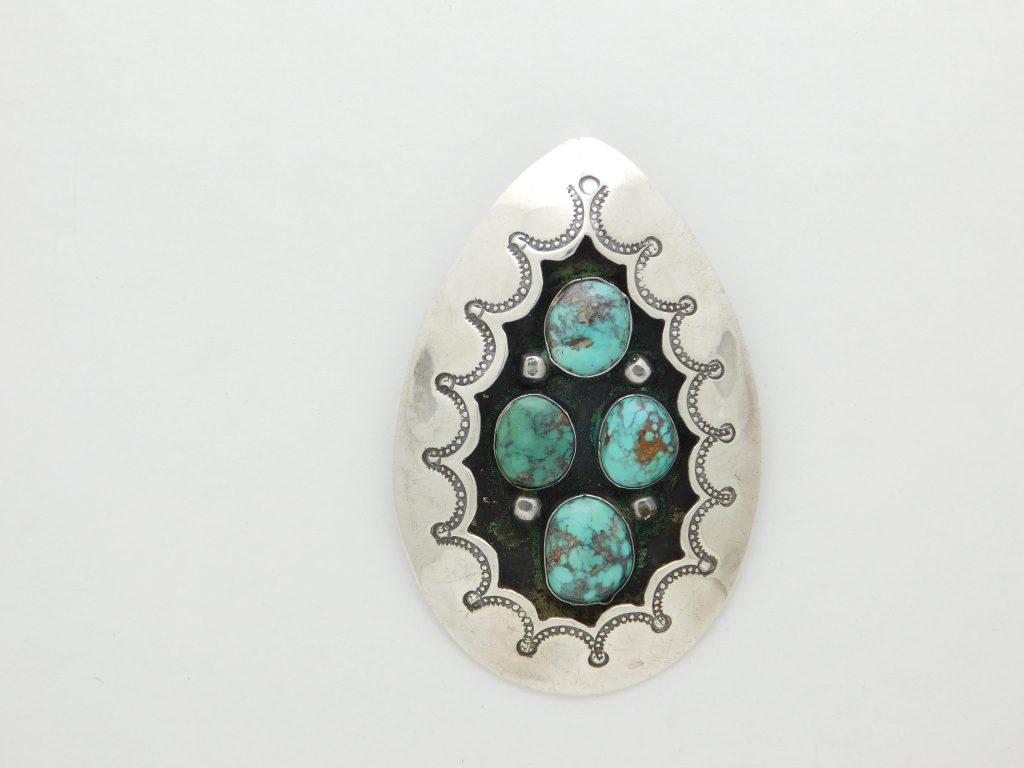 Bisbee Turquoise Shadowbox Sterling Silver Pendant
