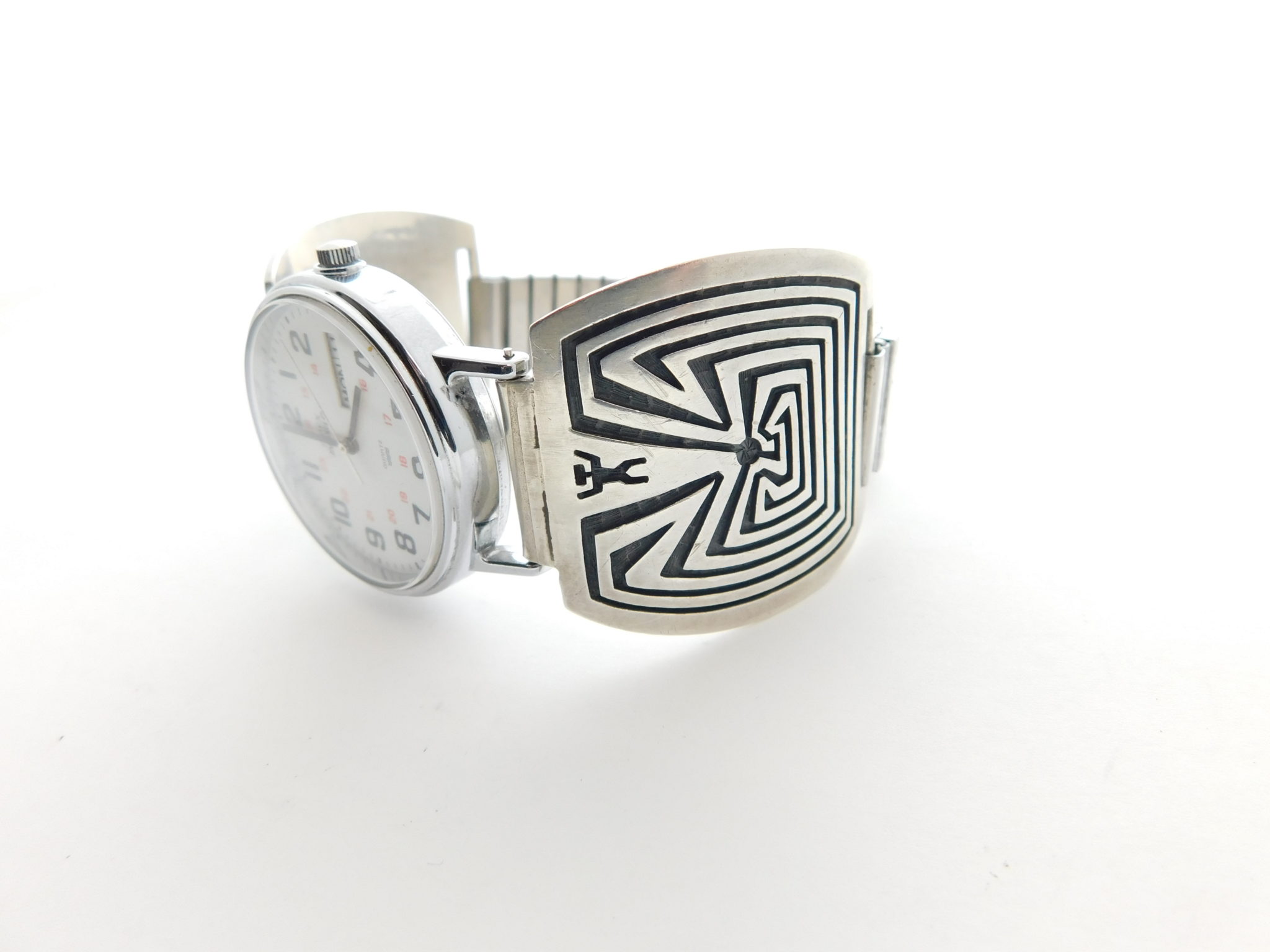 MARK TAWAHONVA Hopi Man-In-The-Maze Watchband