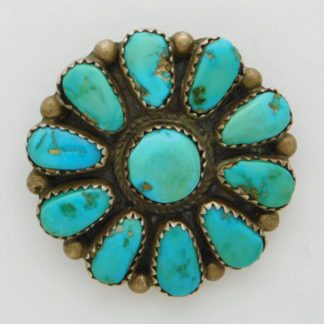 Eunice & Joe Wilson Navajo Sterling Silver Turquoise Cluster Pin