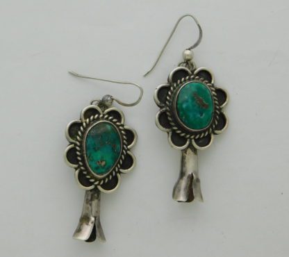 AXB Navajo Sterling and Turquoise Squash Blossom Earrings
