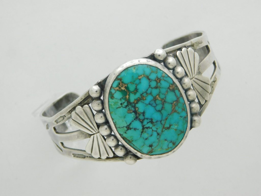 Fred Harvey Era Turquoise Copper Sterling Cuff Bracelet Navajo 