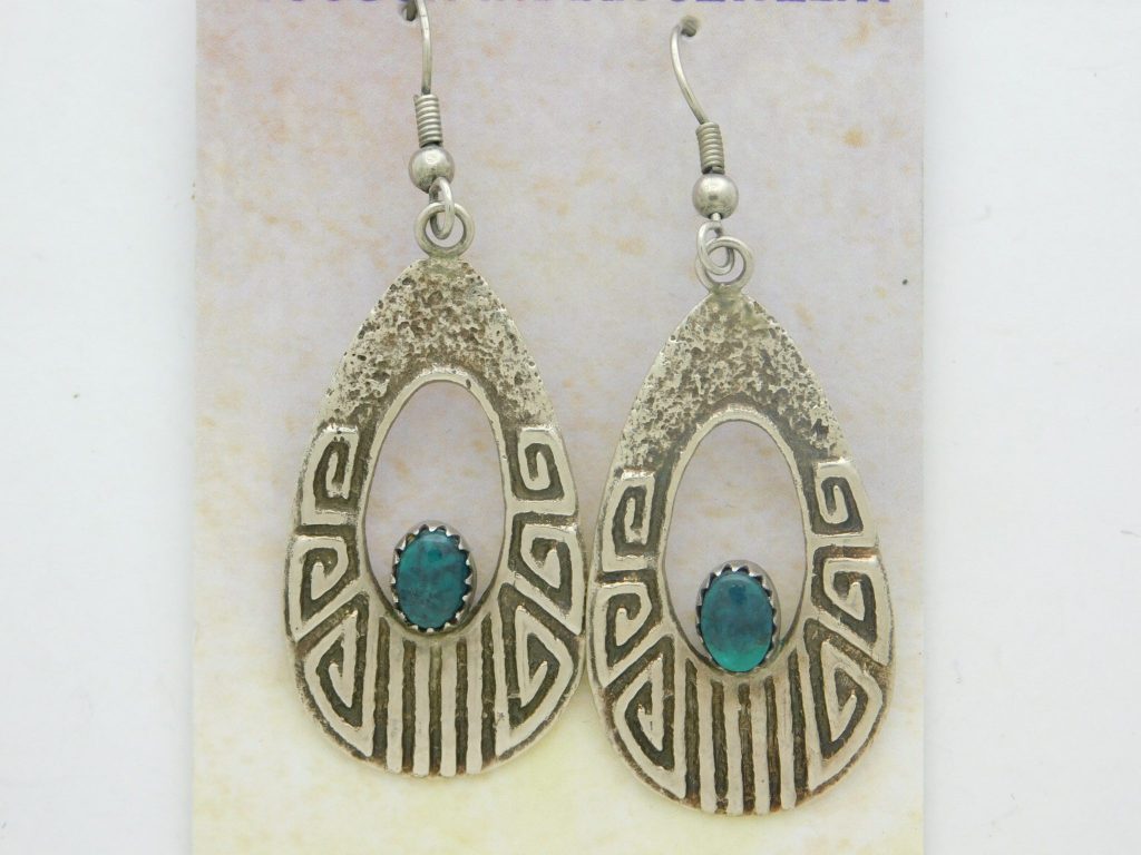 Arnold Maloney Navajo Bisbee Turquoise and Sterling Silver Earrings
